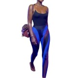 Fashion casual sleeveless printed two-piece tights set