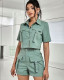Women casual two piece cargo shorts set