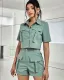 Women casual two piece cargo shorts set