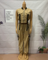 Women casual two piece cargo pants set