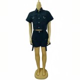 Women casual two piece cargo shorts set