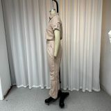 Ladies casual lapel short-sleeved solid color two-piece suit