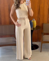 Women's suit casual color block top straight pants two piece set