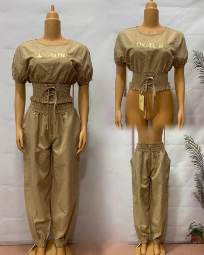 Women's clothing round neck short sleeve fashionable ladies casual set