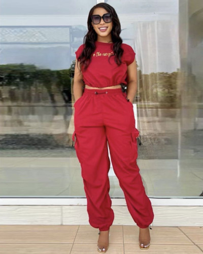 Women's clothing round neck short sleeve fashionable ladies casual set