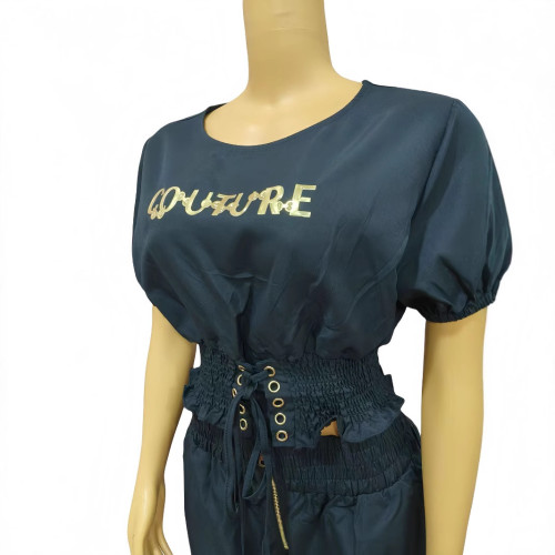 Women's clothing round neck short sleeve fashionable ladies casual set