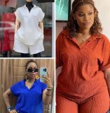 Summer casual solid color short sleeve women's two piece short set