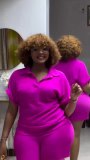 Summer casual solid color short sleeve women's two piece short set