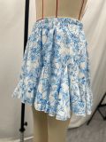 Summer A-line floral casual ruffled ladies printed mini skirt