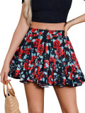 Summer A-line floral casual ruffled ladies printed mini skirt