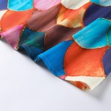 Halter Colour Block Long Dress Holiday Style Slim Backless Long Dress