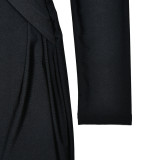 V-neck sexy long-sleeved tights flared jumpsuit