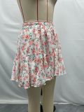 Summer A-line floral casual ruffled ladies printed mini skirt