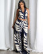Women's Fashion Sexy Printed Halter Neck Top Wide Leg Pants Two-piece Set