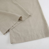 Cotton high waist leisure suit solid color two piece set