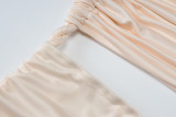 Women's One Shoulder Strapless Backless Hollow Tie Pleated Dress