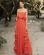 Summer pleated long tube dress