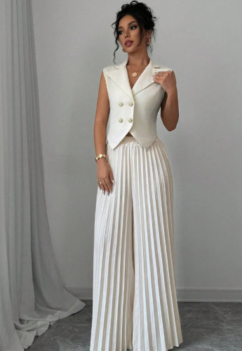 Women's Fashion Vest Vest Pleated Pants Suit Women's Clothing