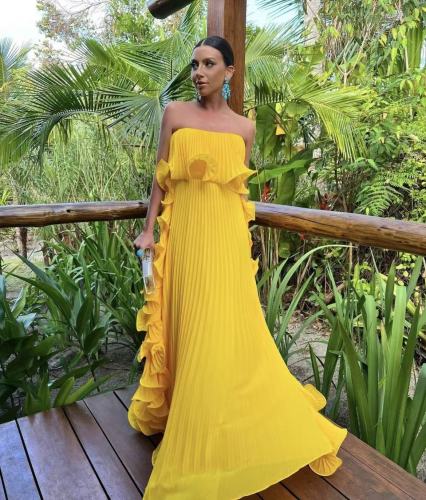 Summer pleated long tube dress