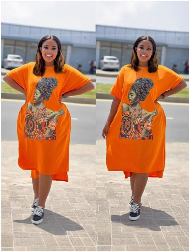 Printed casual fashion plus size women's dress