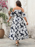 Summer Printed Holiday Style Dress Sling Slit Long Dress