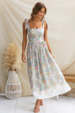 Summer holiday style floral print maxi dress