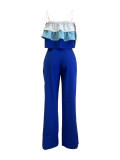 Ladies Sling Wrap Top Ruffled Top High Waist Pants Set