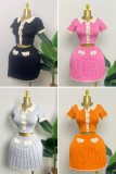 Women's knitted top skirt set