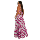 Women's Sexy Straps Long Printed Dress