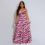 Women's Sexy Straps Long Printed Dress