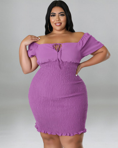Plus size women's summer off-shoulder bodycon dress