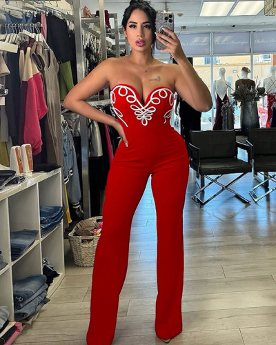 Women's V-neck sleeveless slim jumpsuit women's casual sexy trousers