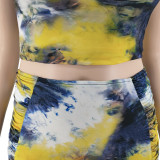 Plus size women's clothing summer print tie dye sexy fishtail skirt set
