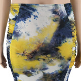 Plus size women's clothing summer print tie dye sexy fishtail skirt set