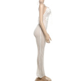 Women clothing wholesale sexy backless knit jumpsuit