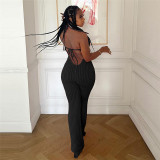 Women clothing wholesale sexy backless knit jumpsuit