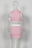 Women's slim-fit zipper sleeveless vest top miniskirt set