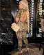 Women's Sexy Backless Tight Printed Short Sleeve Jumpsuit