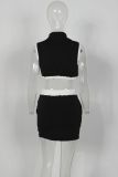 Women's slim-fit zipper sleeveless vest top miniskirt set