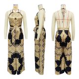 Women's Summer Printed Sexy Backless Sleeveless Jumpsuit