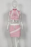 Women's slim-fit zipper sleeveless vest top miniskirt set