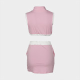 Women's slim-fit zipper sleeveless vest top miniskirt set