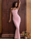 Women's sexy backless pleated sling long dress