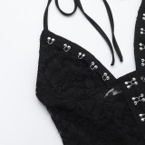 Summer halter neck sexy lace slim fit jumpsuit