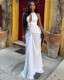 Women's Pleated Sexy Hollow Hip Skirt Slim High Neck Sleeveless Solid Color Long Dress