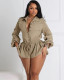 Women's long sleeve high waist drawstring overalls