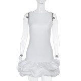 Women's Short Skirt Sexy Slim Fit Bubble Hem Vest Mini Skirt