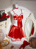 Sexy lingerie Valentine's Day bra short skirt thong collar leg ring set