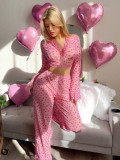 Sexy erotic lingerie set Valentine's Day uniform love print see-through pajamas for women