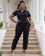 Fashionable and Sexy Summer Zipper Pocket Cargo Jumpsuit
